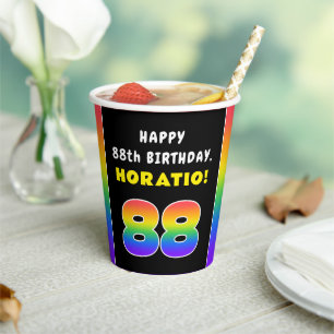 88. Geburtstag: Farbiger Regenbogen # 88, Individu Pappbecher