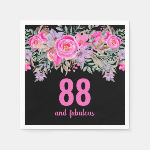 88. Geburtstag pinkfarbene Servietten aus schwarze