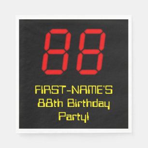88. Geburtstag: Red Digital Clock Style "88" + Nam Serviette