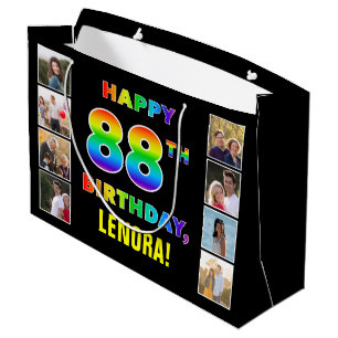 88. Geburtstag: Regenbogentext, benutzerdefinierte Große Geschenktüte