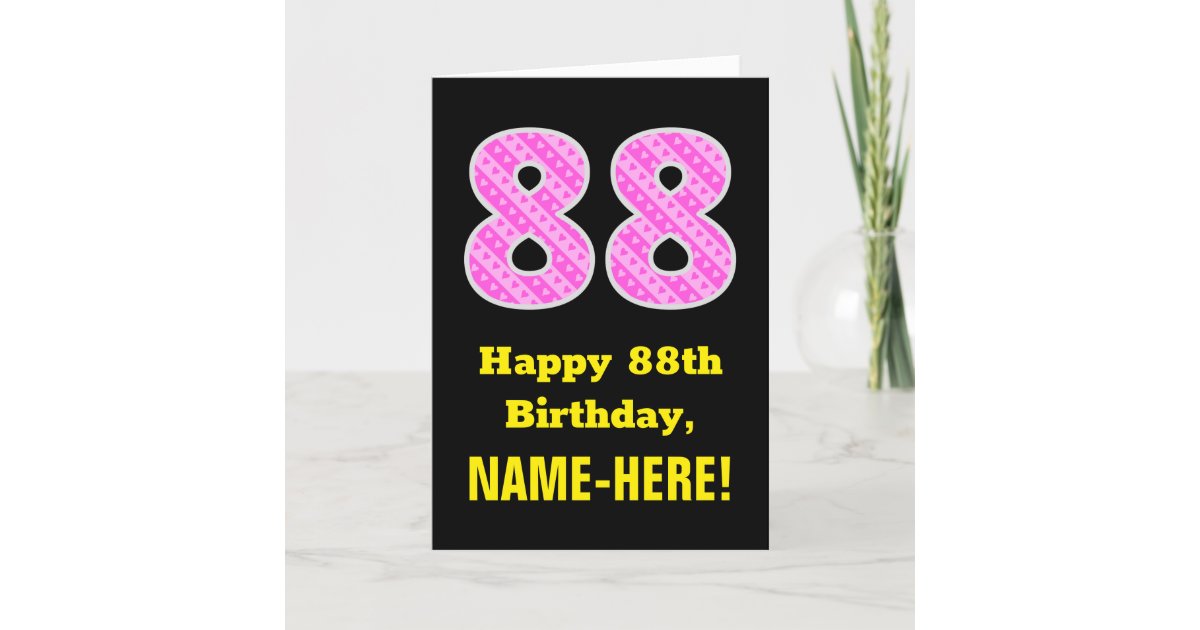 88. Geburtstag Rosa Streifen und Herzen "88" + Na Karte 88. Geburtstag Rosa Streifen und Herzen "88" + Na Karte