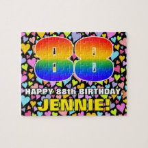 88. Geburtstag — Spaß, Liebende Herzformen + "88"