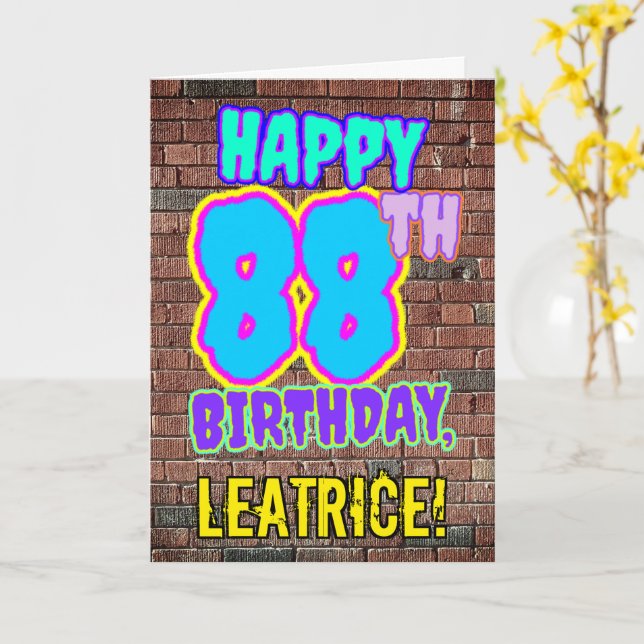 88. Geburtstag - Spaß, Urban Graffiti Inspiriert L Karte (Gelbe Blume)