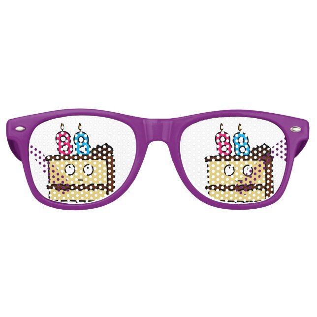 88. Geburtstagskuchen mit Kerzen Partybrille (Vorderseite)