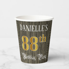 88. Geburtstagsparty - Imitate Gold & Imitate Wood Pappbecher