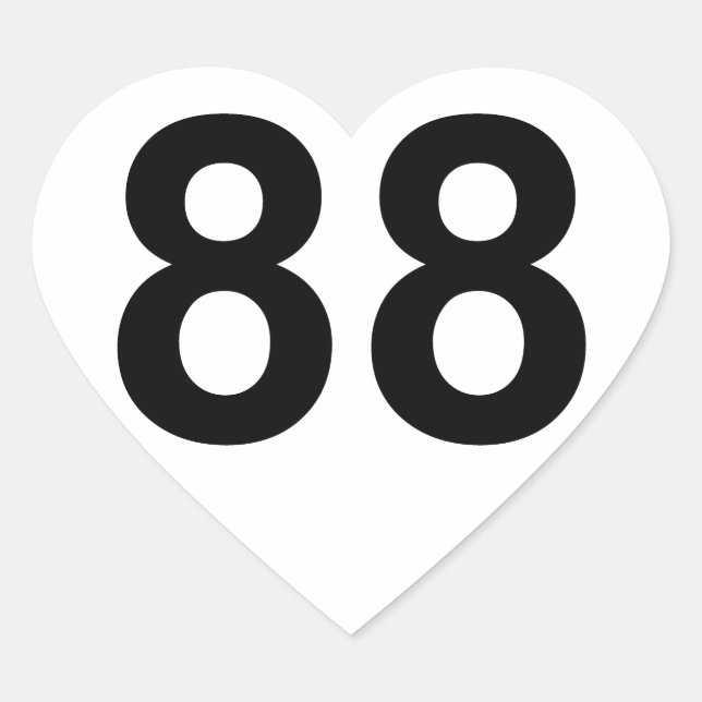 88 - Nummer achtundachtzig Herz-Aufkleber (Vorderseite)