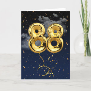 88e Anniversaire Mylar Balloon or et carte Confett