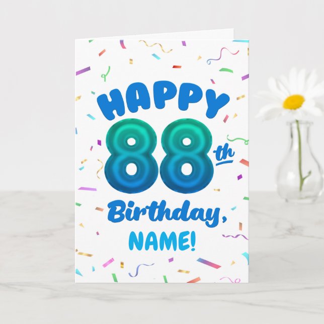 88th Balloon Number Custom Name Birthday Card Karte (Kleine Pflanze)