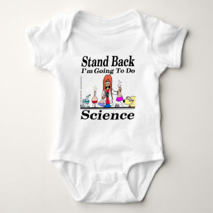 890 "Stand back" - "Do Science Cartoon" Baby Strampler