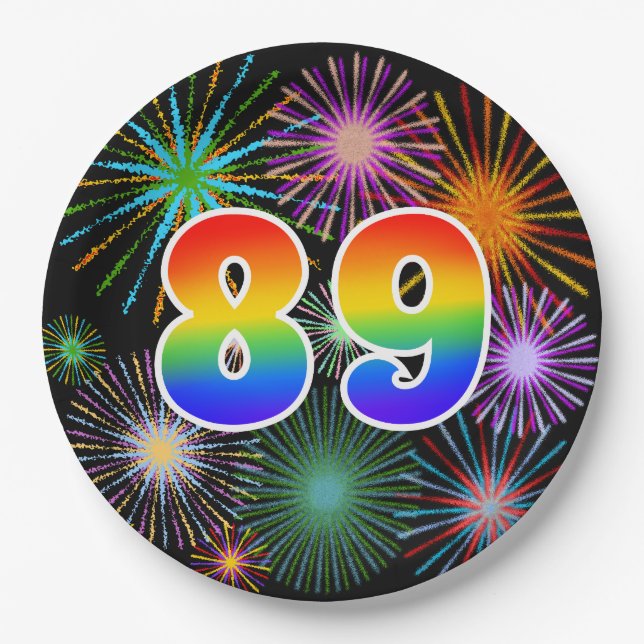 89. Event - Spaß, farbenfroh, kühl, Regenbogen 89 Pappteller (Vorderseite)