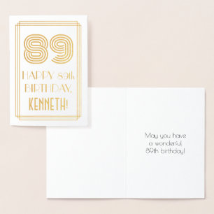 89. Geburtstag - Art Deco Inspiriert Look "89" & N Folienkarte