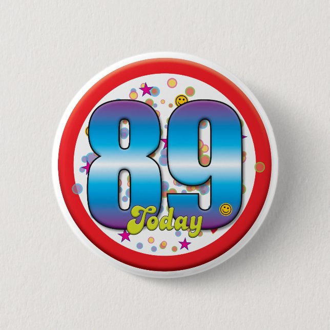 89. Geburtstag heute v2 Button (Vorderseite)