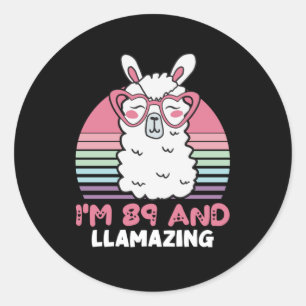 89. Geburtstag Llamazing Llama 89 Jahre alt Geburt Runder Aufkleber