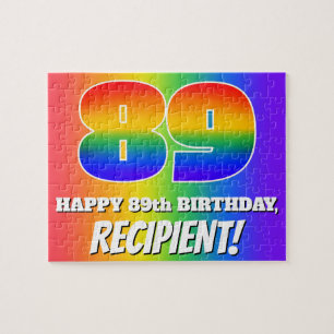 89. Geburtstag — mehrfarbiges Regenbogenmuster "89