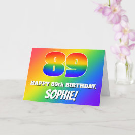 89. Geburtstag: mehrfarbiges Regenbogenmuster # 89 Karte