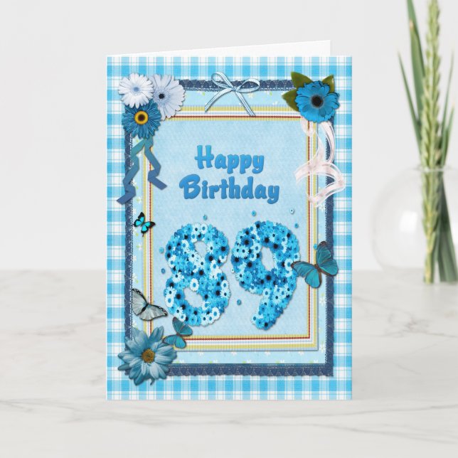 89. Geburtstag mit Scrapbook-Effekt Karte (Vorderseite)