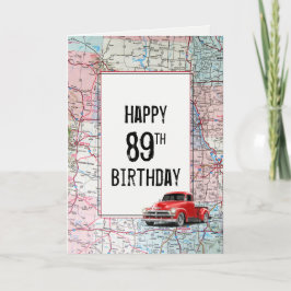89. Geburtstag Red Retro Truck auf Karte