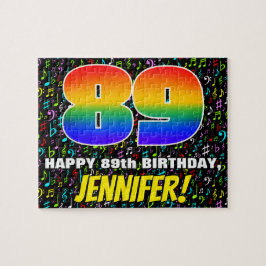89. Geburtstag — Spaß, bunte Musiksymbole & "89"