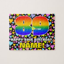 89. Geburtstag — Spaß, Liebende Herzformen + "89"