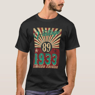 89 Jahre alt Vintag 1933 Limited Edition 89. Gebur T-Shirt