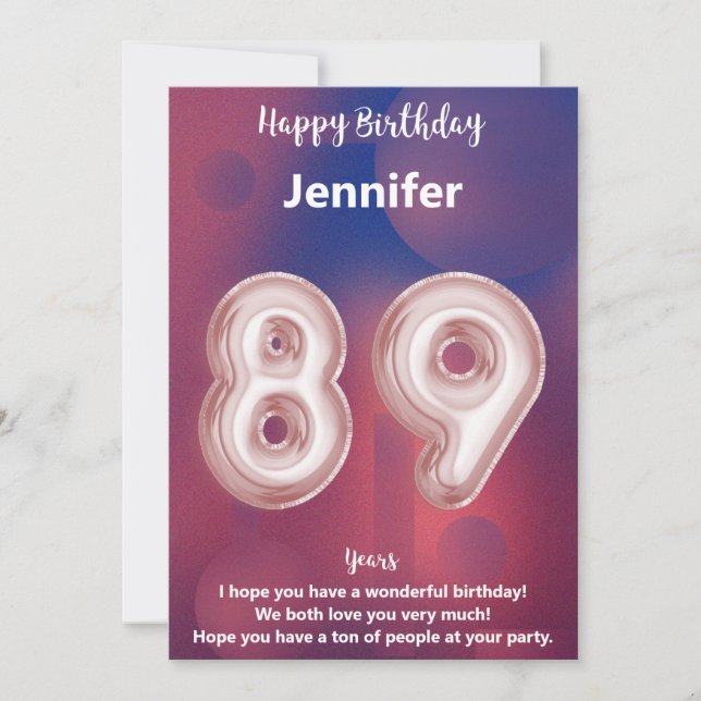 89 Jahre alte Happy Birthday Card (Vorderseite)