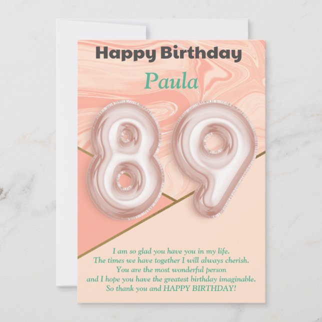 89-jährige Mädchen Happy Birthday Card (Vorderseite)
