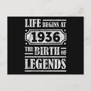 89 Jähriger 1936 Geburt Einer Legende 89. Geburtst Postkarte