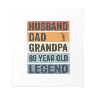 89-jähriger Ehemann Papa Opa Legende T-Shirt_1 Notizblock