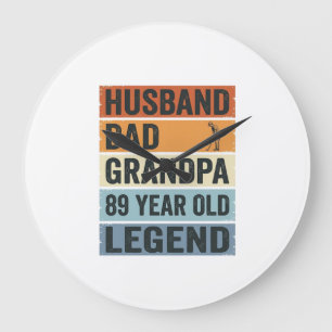 89-jähriger Ehemann Vater Opa Legende T-Shirt_1 Große Wanduhr