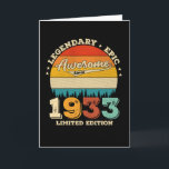 89 Year Old Awesome Since 1933 89th Birthday Gift Karte<br><div class="desc">Birthday Design For anyone who who's horoscope say conflit & Stubborn But totally worth.Wear it with pride at work,  school gym perfekt to pair with shorts,  leggings or jeans for a casual yet trendy Look</div>