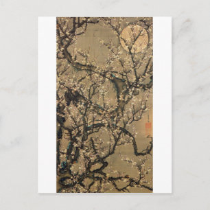 8. 梅 花 晧 図, 若 冲 Mond und Pflaumenblüten, Jakuchū Postkarte