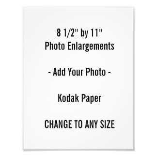 8 1/2" par 11" Photo agrandissement