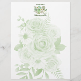 8,5" x 11" Papier - Grüne Rose Briefbogen
