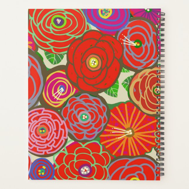 8,5" x 11" Planer mit roten Blumen (Rückseite)