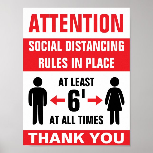 8,5" X 11" Règle de distance sociale Poster d'affa (Devant)