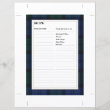 8,5" x 6" Rezeptkarte - Tartan Dark Watch Muster