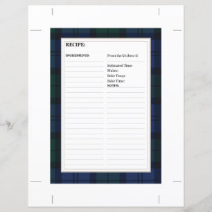 8,5" x 6" Rezeptkarte - Tartan Dark Watch Muster