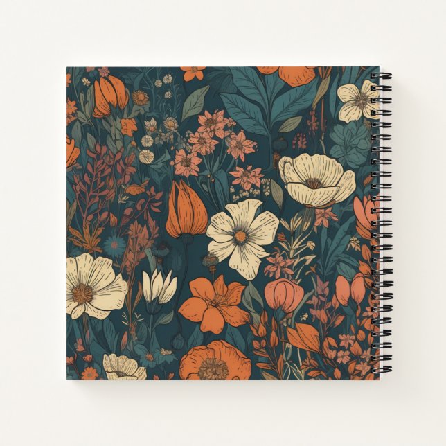 8,5" x 8,5" Hardcover-Notebook: Blühende Blume Notizbuch (Rückseite)