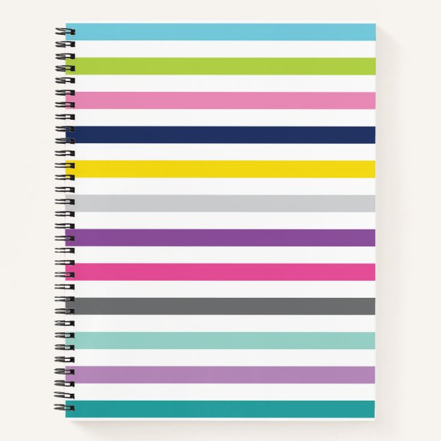 8.5x11 Spiral-Notebook-Bright und fröhliche Streif Notizbuch (Vorderseite)