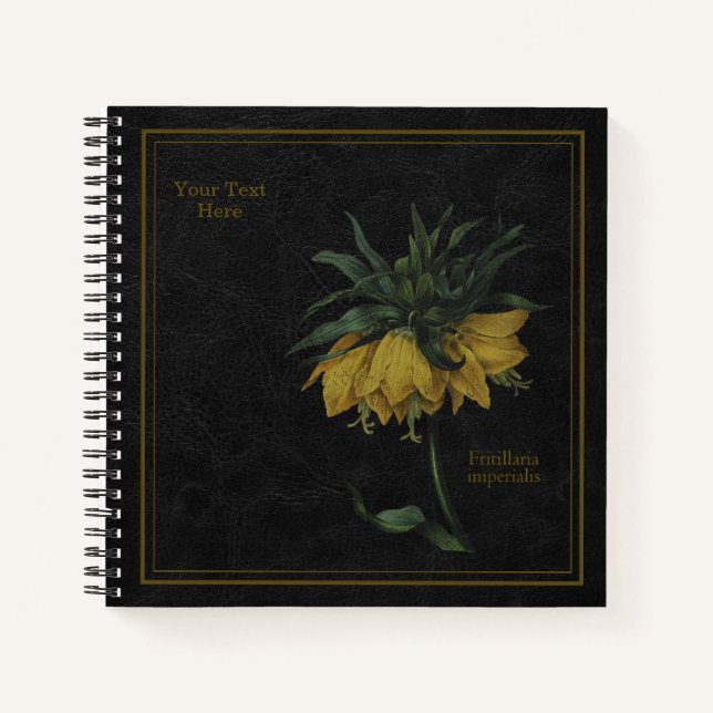8,5x8,5" Fritillaria Imperialis Black Notebook Notizbuch (Vorderseite)