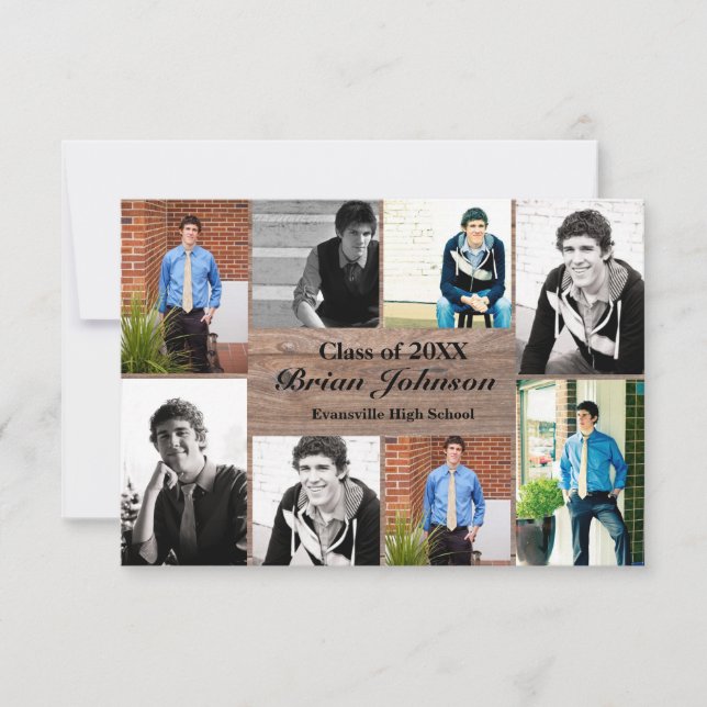 8/9 Photos Bois - 3x5 Faire-part de graduation (Devant)