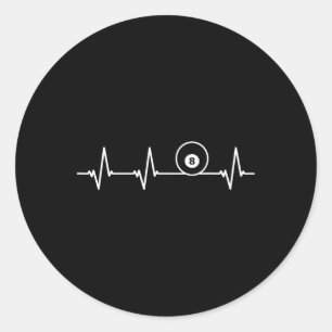 8 Acht Ball Heartbeat Shirt Funny Billiard Geschen Runder Aufkleber