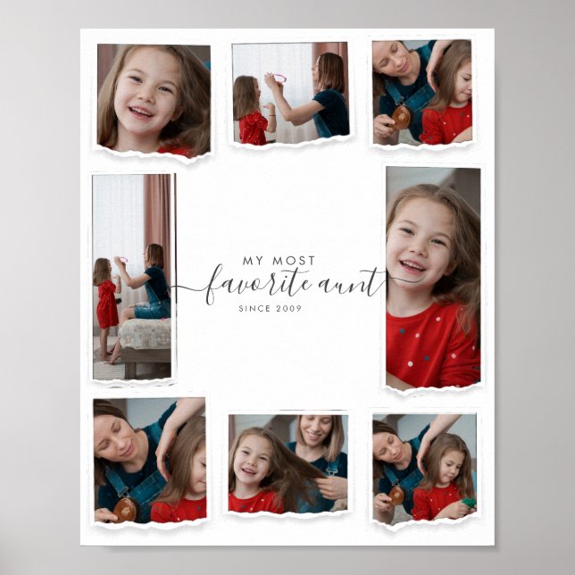 8 Acht Foto Collage Aunty Moderne Elegante Familie Poster (Vorne)