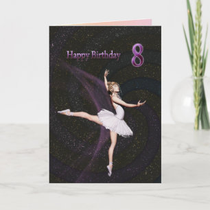 8 ans, une carte d'anniversaire de ballerine