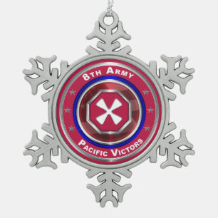 8. Armee individueller Keepake Schneeflocken Zinn-Ornament