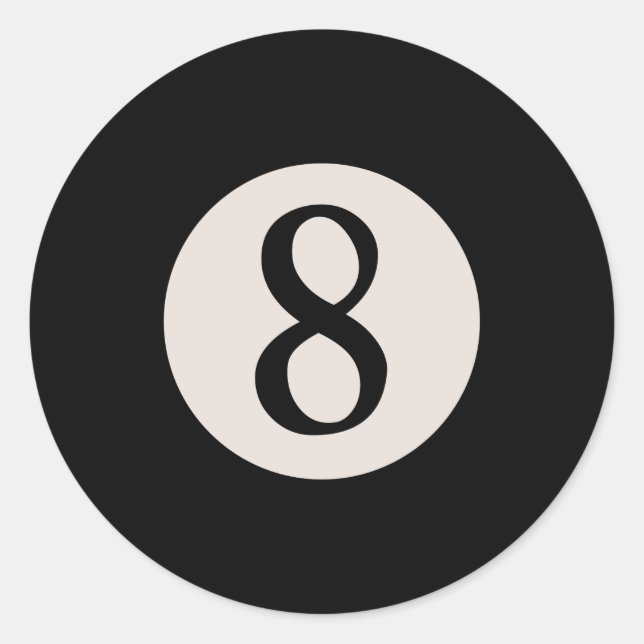 8 Ball 8 Runder Aufkleber (Vorderseite)