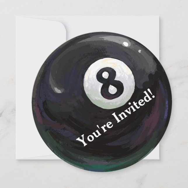 8 Ball Art Anniversaire Invitation ronde (Devant)