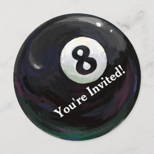 8 Ball Art Birthday Party Runde Einladung