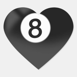 8 Ball - Billiard Herz-Aufkleber