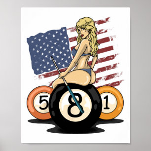 8 Ball Billiard Pool Player Acht Ball Billiard Poster